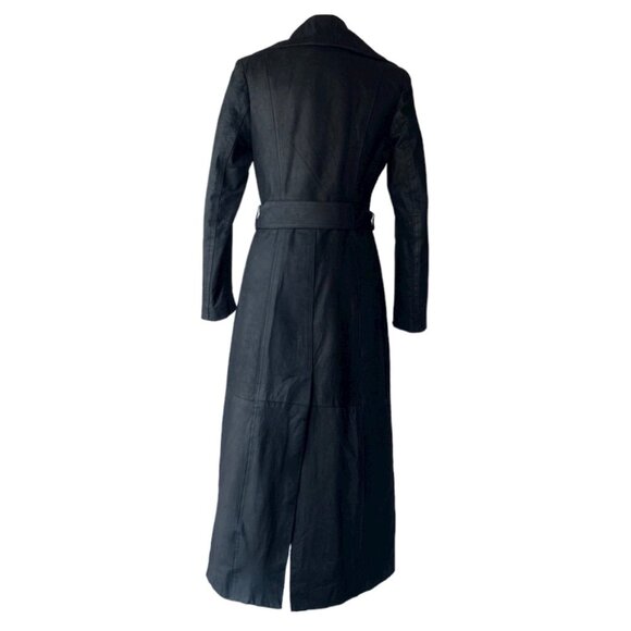 Custom-made in Paris vintage full length black leather trench coat - EU 40 - Picture 8 of 10